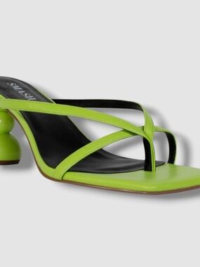 SMASH! Lime Green Strappy Toe-Loop Heeled Sandal